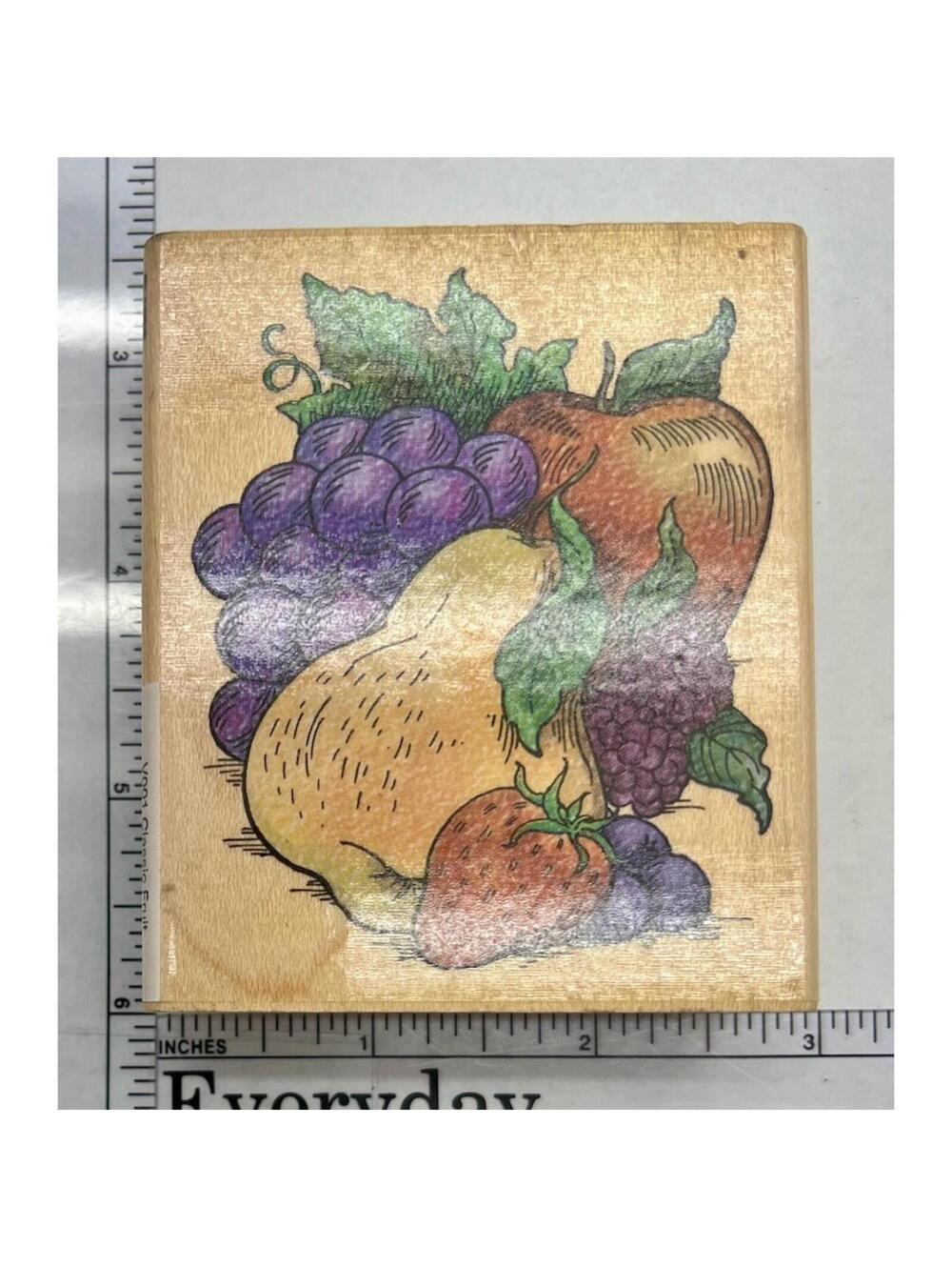 Stampendous Fruit Basket Harvest Still Life Mounted Rubber Stamp Scrapbooking
